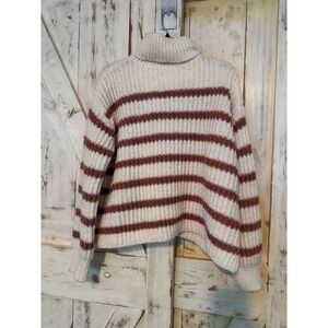 Sadie & Sage Striped‎ Camel Ivory Sweater Size Small
